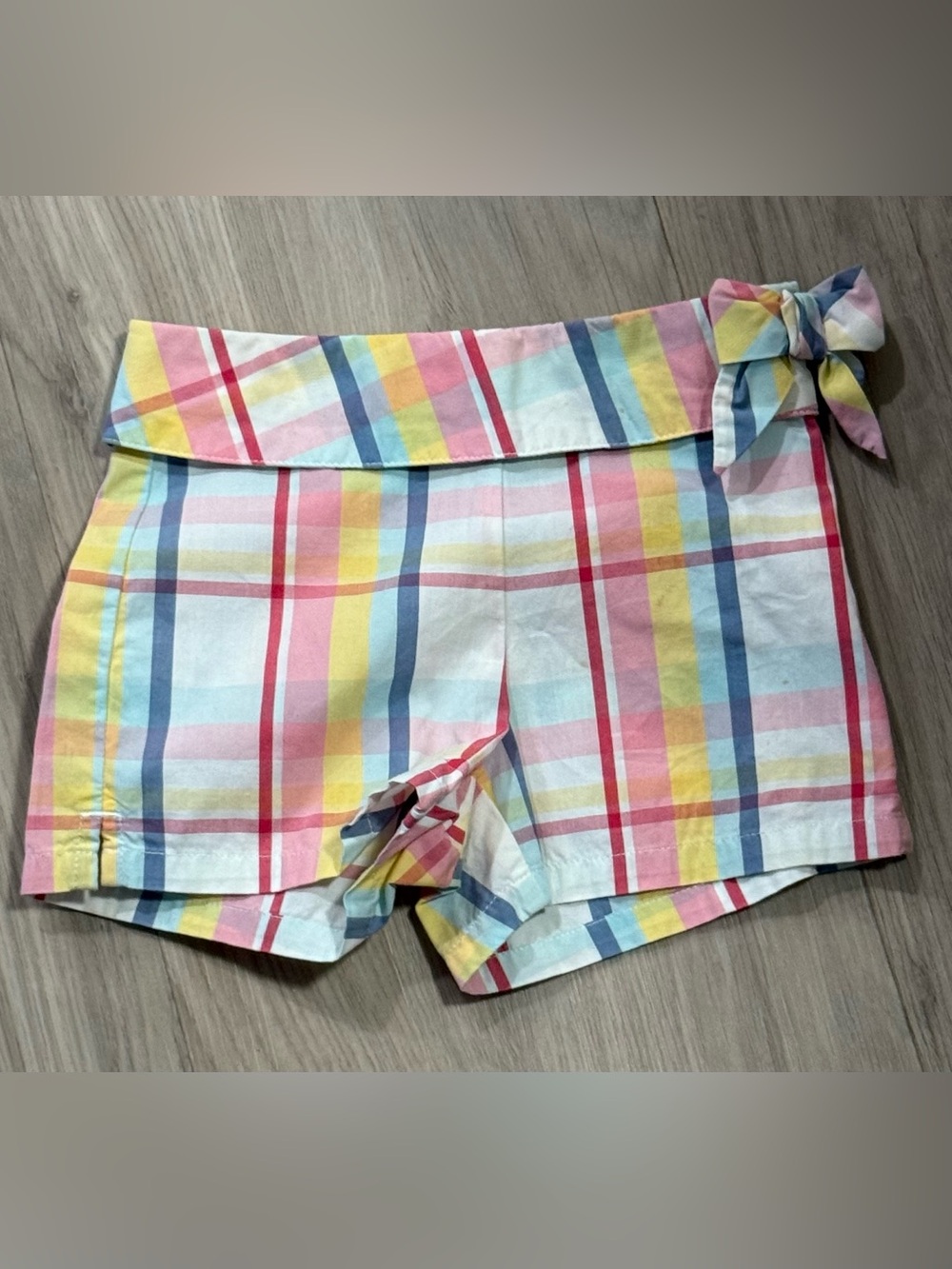 Janie and Jack Pastel Plaid Shorts - Pink, Yellow, Blue